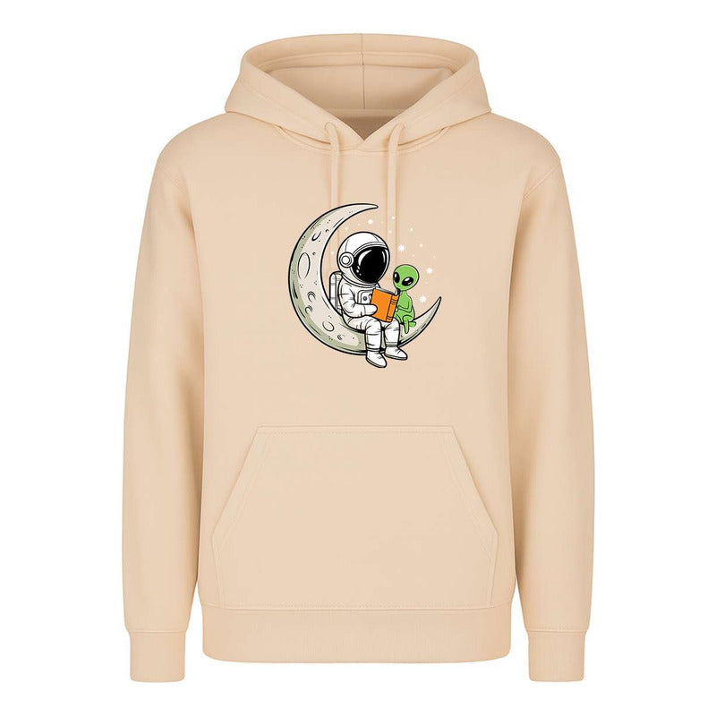 Sudadera Astronauta Y Alien En Luna Lectura Kawaii Unisex