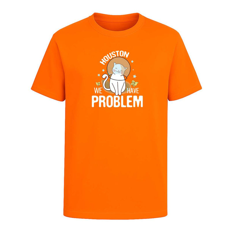 Playera Houston We Have Problem Gato Meme Divertida Unisex