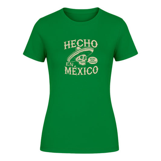 Playera "Hecho en México" Calavera y Sombrero - Dama