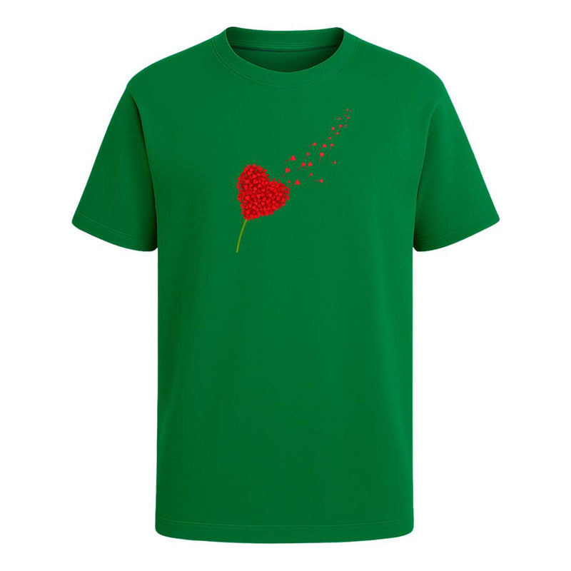 Playera Corazón Flor Pétalos Amor Romántica Pareja Unisex
