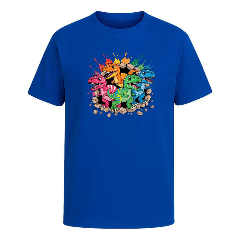 Playera Dinosaurios T Rex De Colores Estampado Infantil