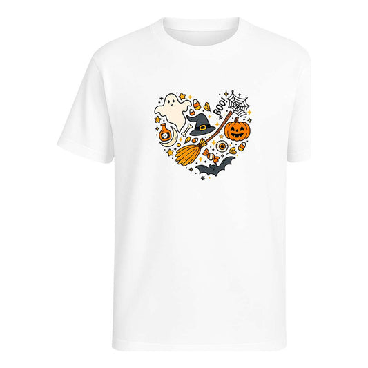 Playera Corazón Halloween Bruja Escoba Boo Regalo Unisex