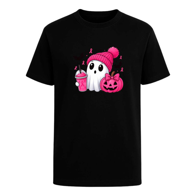Playera Infantil Fantasma Halloween Octubre Rosa Cancer
