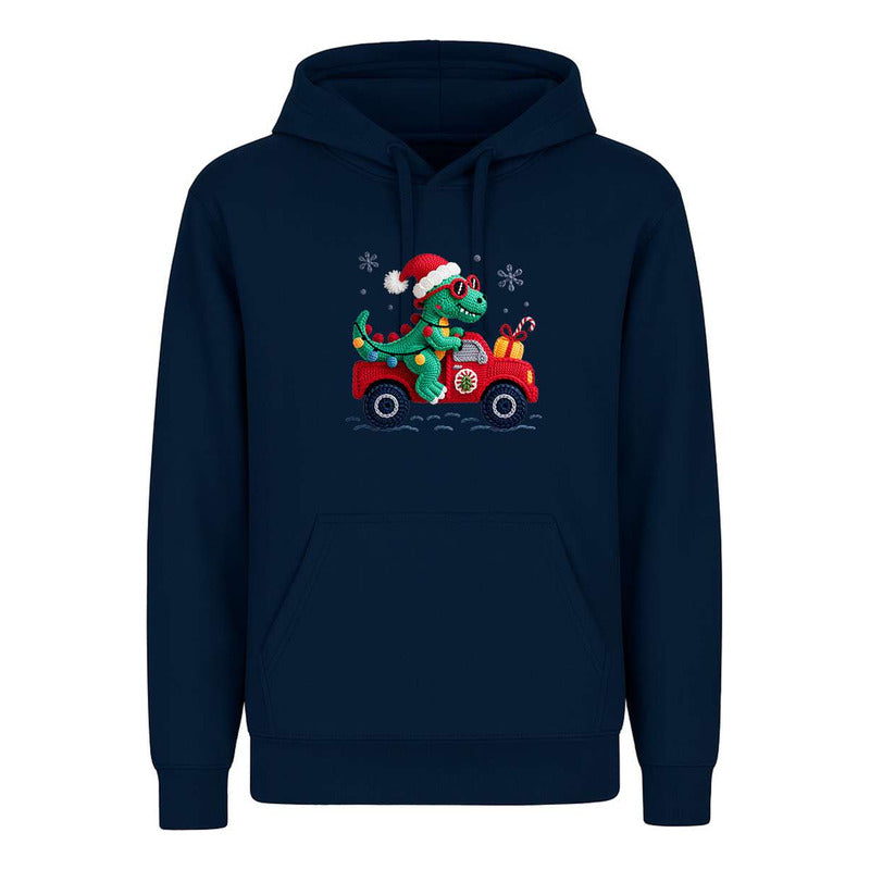 Sudadera Dinosaurio Navideño Efecto Bordado Regalo Unisex