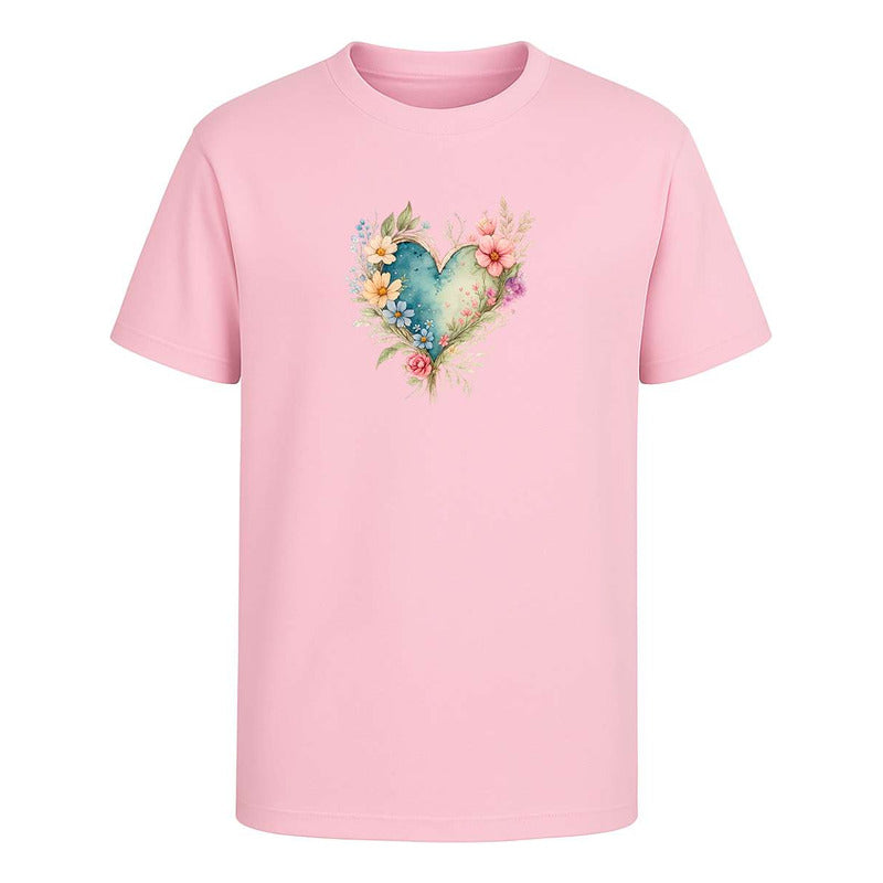 Playera "Corazón Floral" Acuarela - Infantil