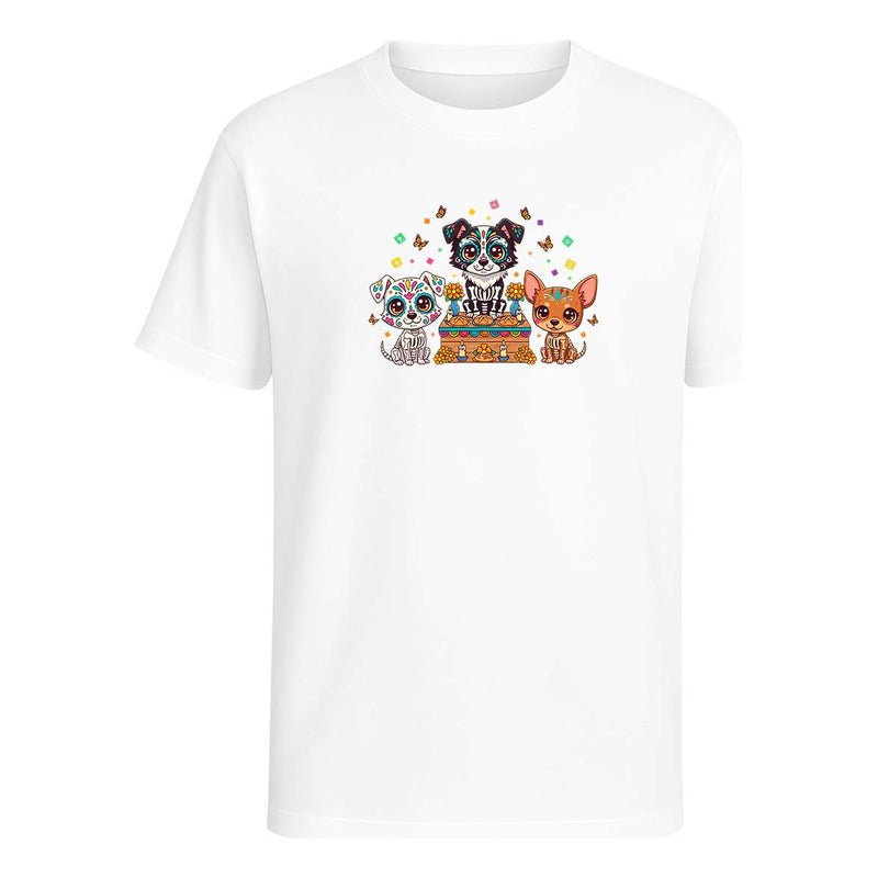 Playera Perros Calavera En Ofrenda Día De Muertos Infantil