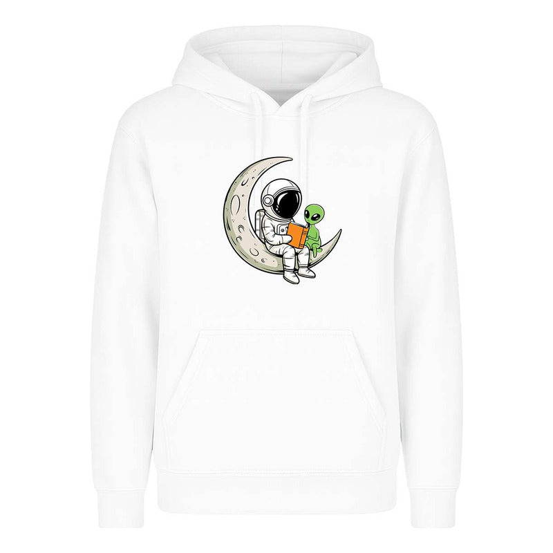 Sudadera Astronauta Y Alien En Luna Lectura Kawaii Infantil