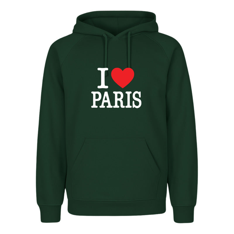 Sudadera Unisex I Love Paris Estilo Turístico Viaje Europa