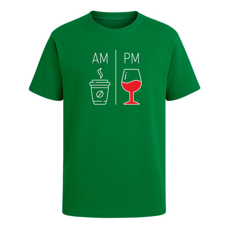 Playera Am Pm Café Y Vino Broma Humor Meme Regalo Unisex
