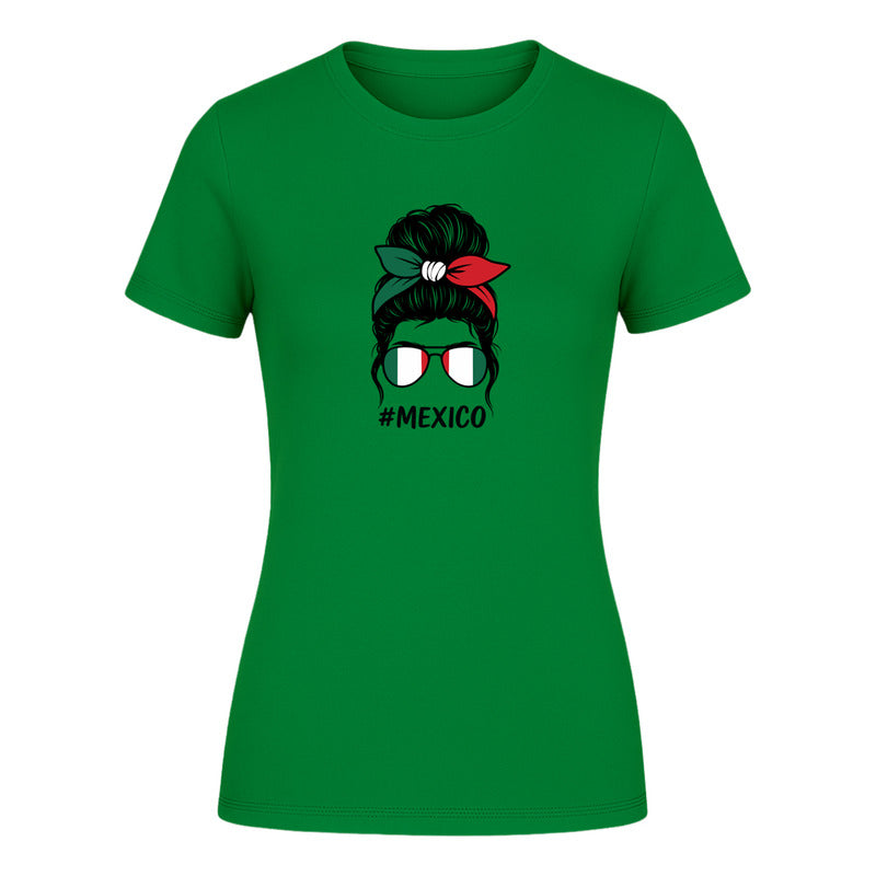 Playera "México Moño Tricolor y Lentes" - Dama