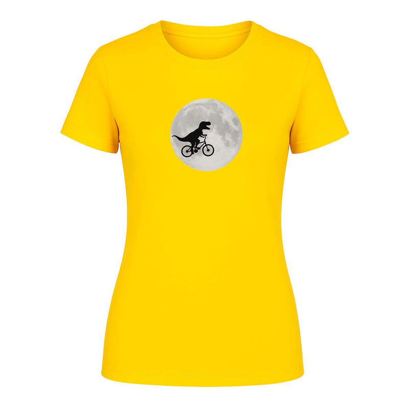 Playera "Dinosaurio en Bici" Frente a la Luna - Dama