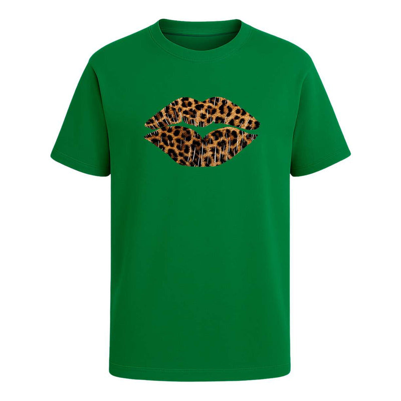 Playera Labios Animal Print Beso Sexy Moda Fiesta Infantil