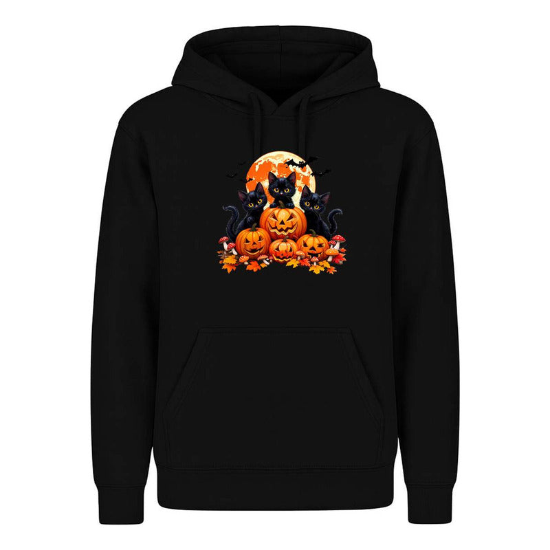 Sudadera Gatos Con Calabazas Halloween Tierno Fiesta Unisex