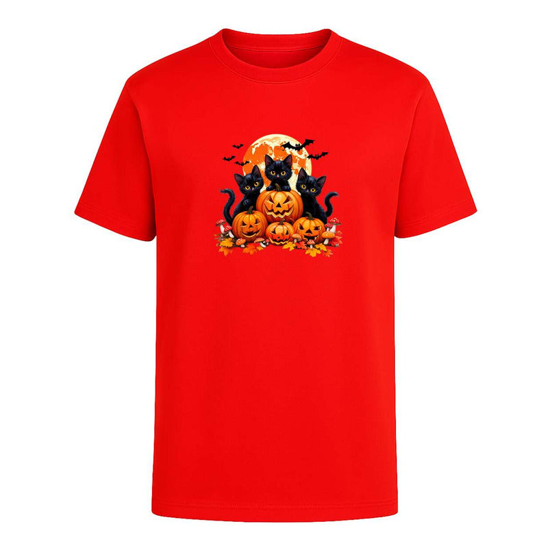 Playera Gatos Con Calabazas Halloween Tierno Fiesta Infantil