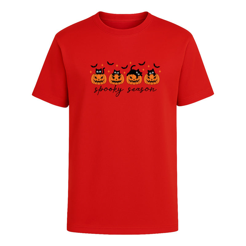 Playera Spooky Season Unisex Halloween Con Calabazas Y Gatos