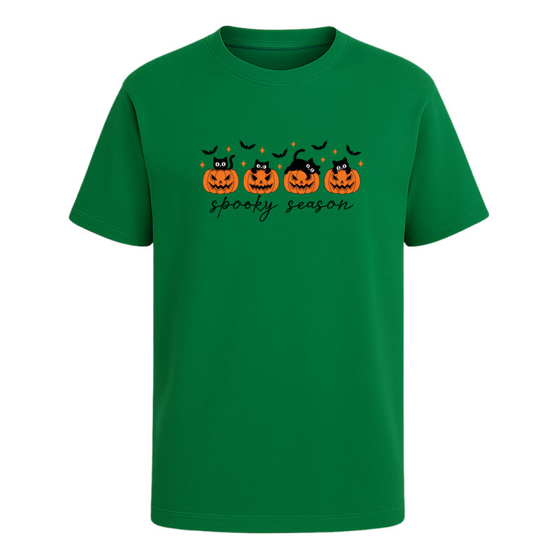 Playera Spooky Season Infantil Halloween Con Calabazas Gatos