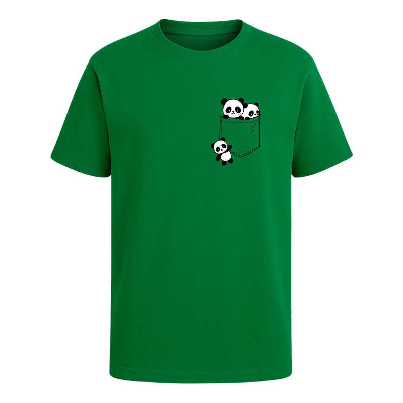 Playera Pandas En Bolsillo Kawaii Regalo Unisex