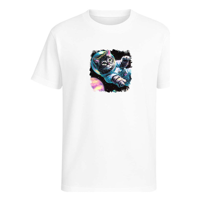 Playera "Gato Astronauta" Galaxia Acuarela - Hombre