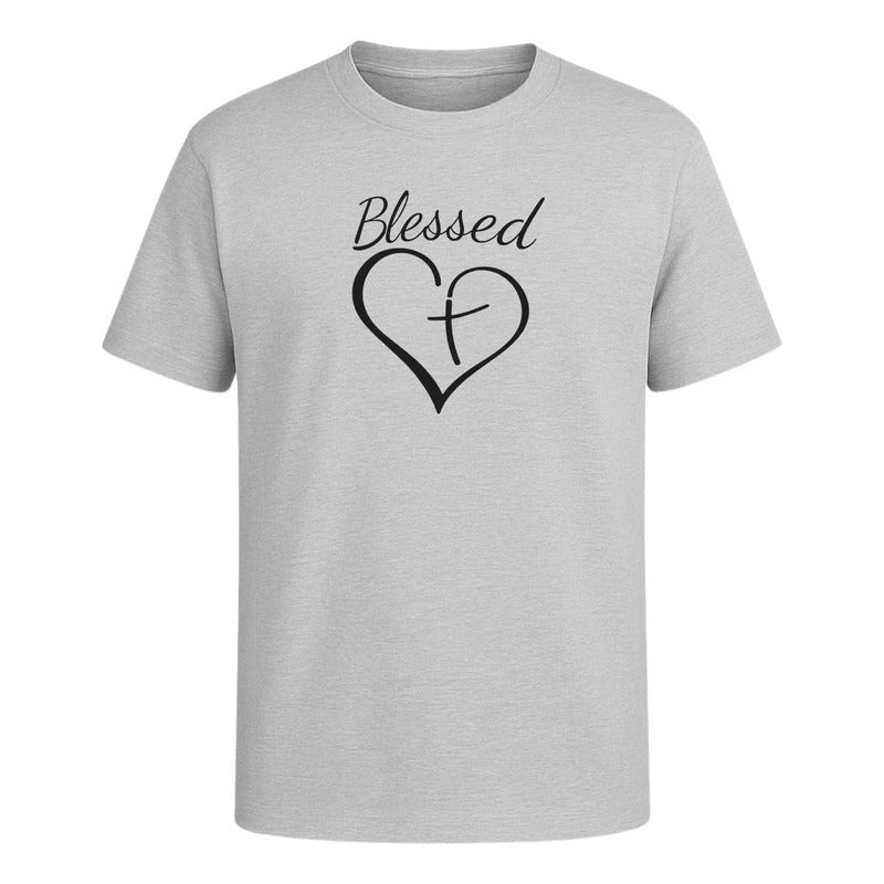 Playera Blessed Corazón Con Cruz Fe Y Devoción Unisex