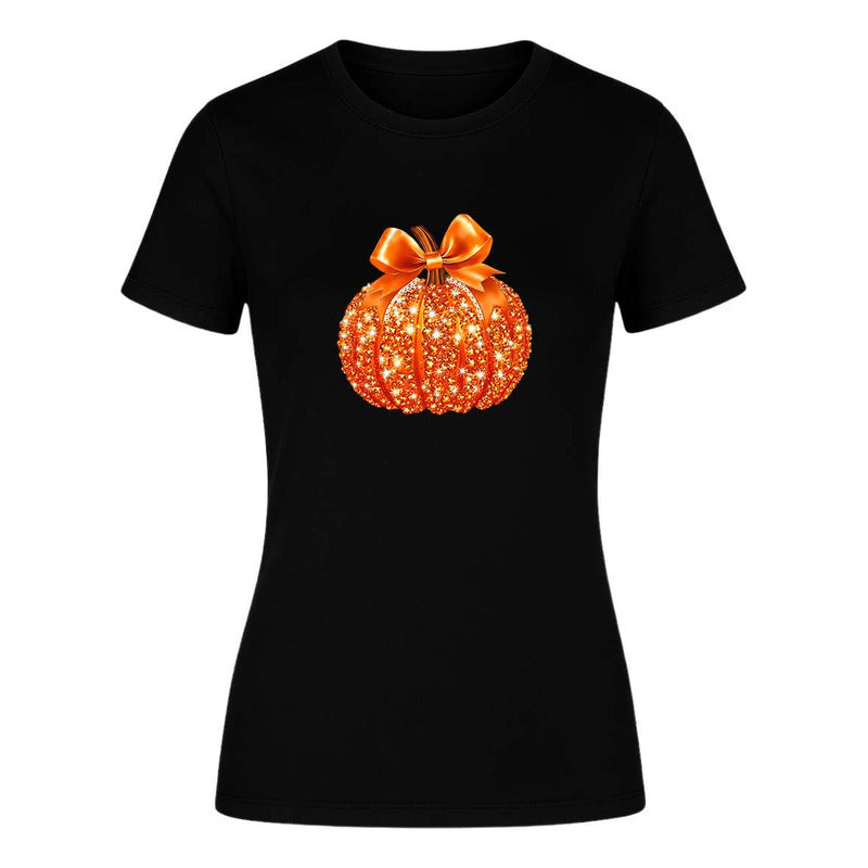 Playera Calabaza Brillante Con Lazo Halloween Fiesta De Dama