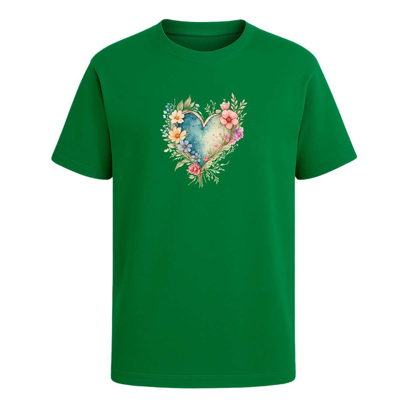 Playera "Corazón Floral" Acuarela - Infantil