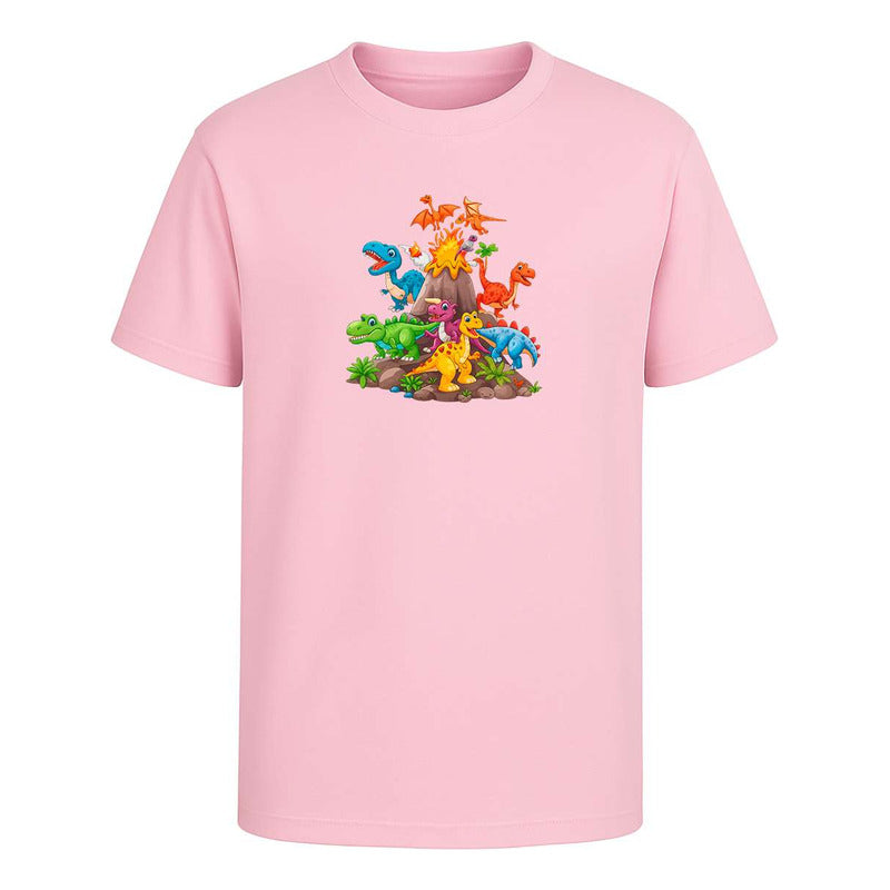 Playera "Dinosaurios con Volcán Eruptivo" - Infantil