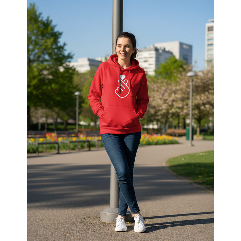 Sudadera Corazón Coreano K-pop Dedos Hoodie Dama