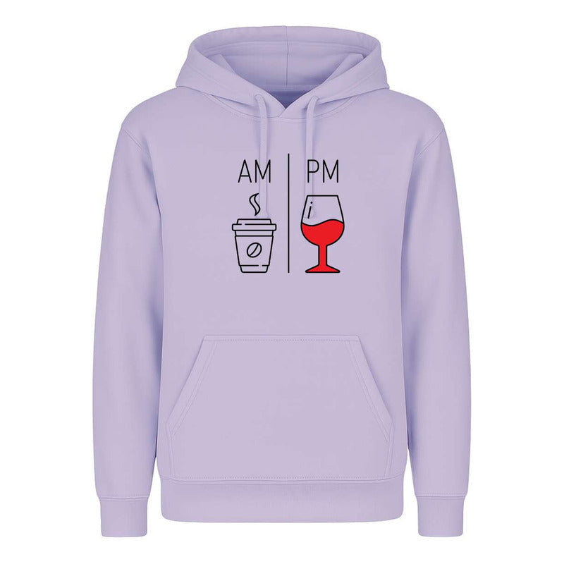 Sudadera Am Pm Café Y Vino Broma Humor Meme Regalo Unisex