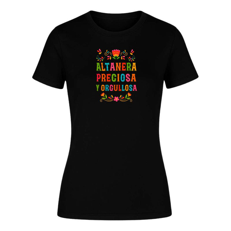 Playera para mujer KreaLab con frase mexicana orgullosa y hermosa, diseño de moda en tela ligera y cómoda.