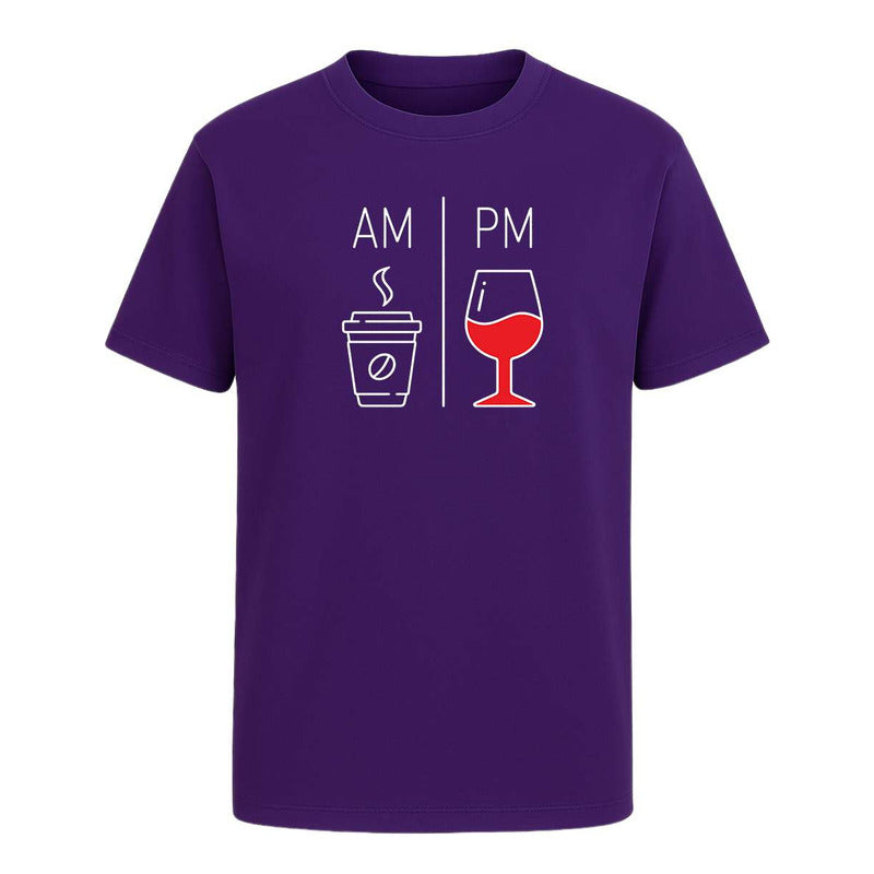 Playera Am Pm Café Y Vino Broma Humor Meme Regalo Unisex