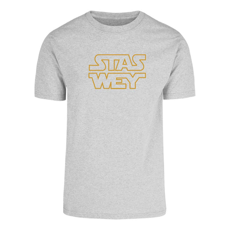 Playera KreaLab Star Wars Stas Wey divertida para caballero, imagen que muestra el diseño de la camiseta con personajes de Star Wars.