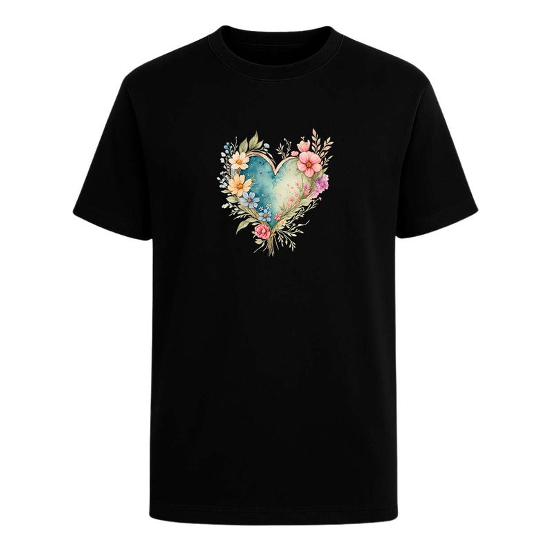 Playera "Corazón Floral" Acuarela - Infantil