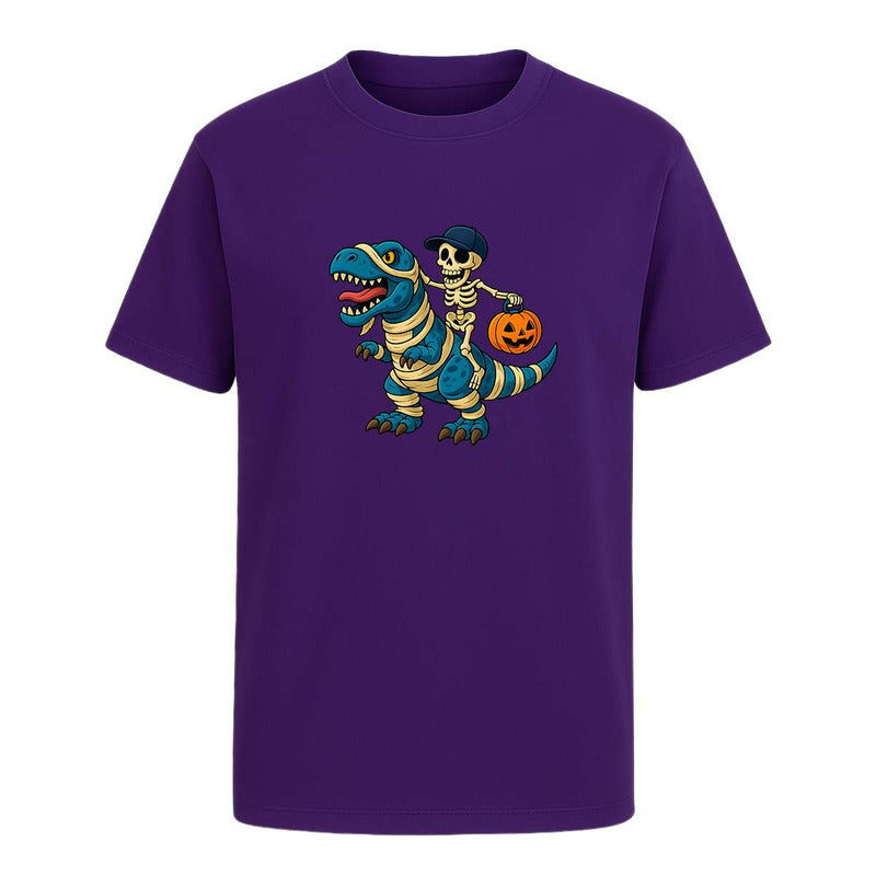 Playera Dinosaurio Momia Con Esqueleto Halloween Unisex