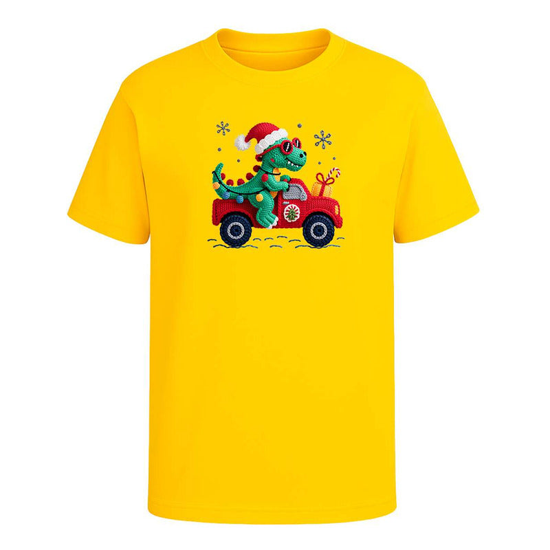 Playera Dinosaurio Navideño Efecto Bordado Regalo Infantil