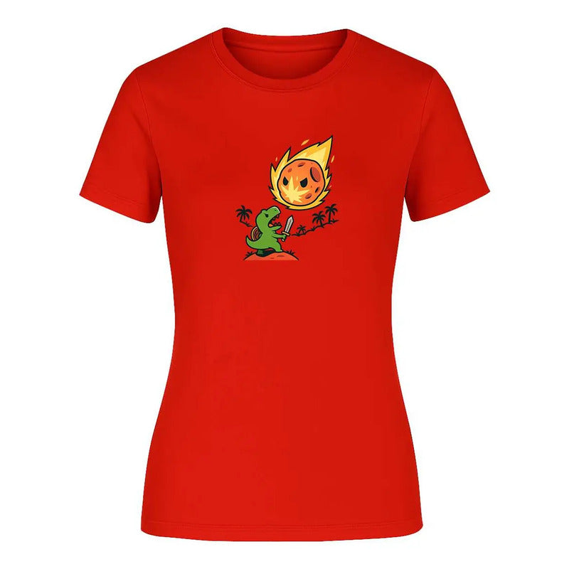 Playera "Dinosaurio vs Asteroide" Humor - Dama