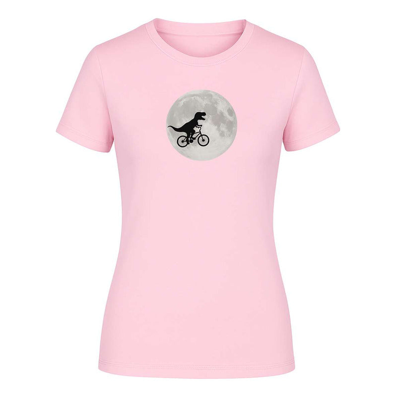 Playera "Dinosaurio en Bici" Frente a la Luna - Dama
