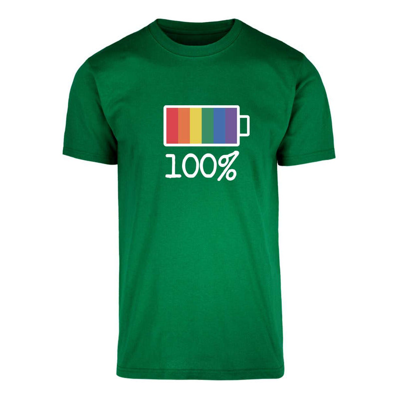 Playera "100% Pride" Carga de Batería LGBT+ - Unisex