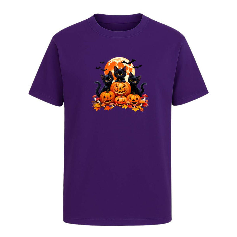 Playera Gatos Con Calabazas Halloween Tierno Fiesta Infantil