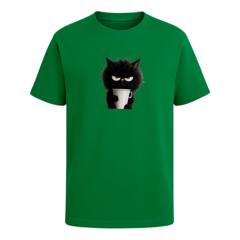 Playera "Gato Enojado Con Café" - Hombre