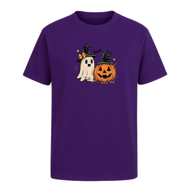Playera unisex de Halloween KreaLab con ilustración de fantasma y calabaza Boo, divertida y de diseño nuevo.