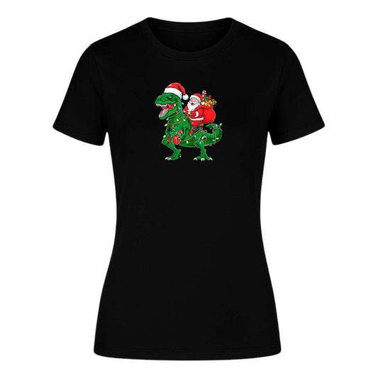 Playera Santa En T Rex Navideño Regalo Divertida De Dama