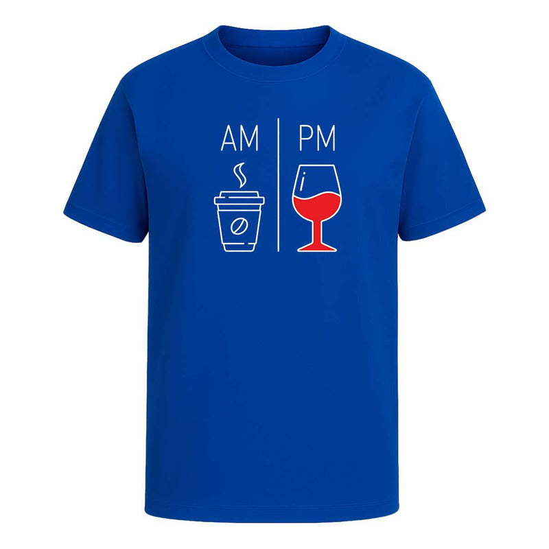 Playera Am Pm Café Y Vino Broma Humor Meme Regalo Unisex