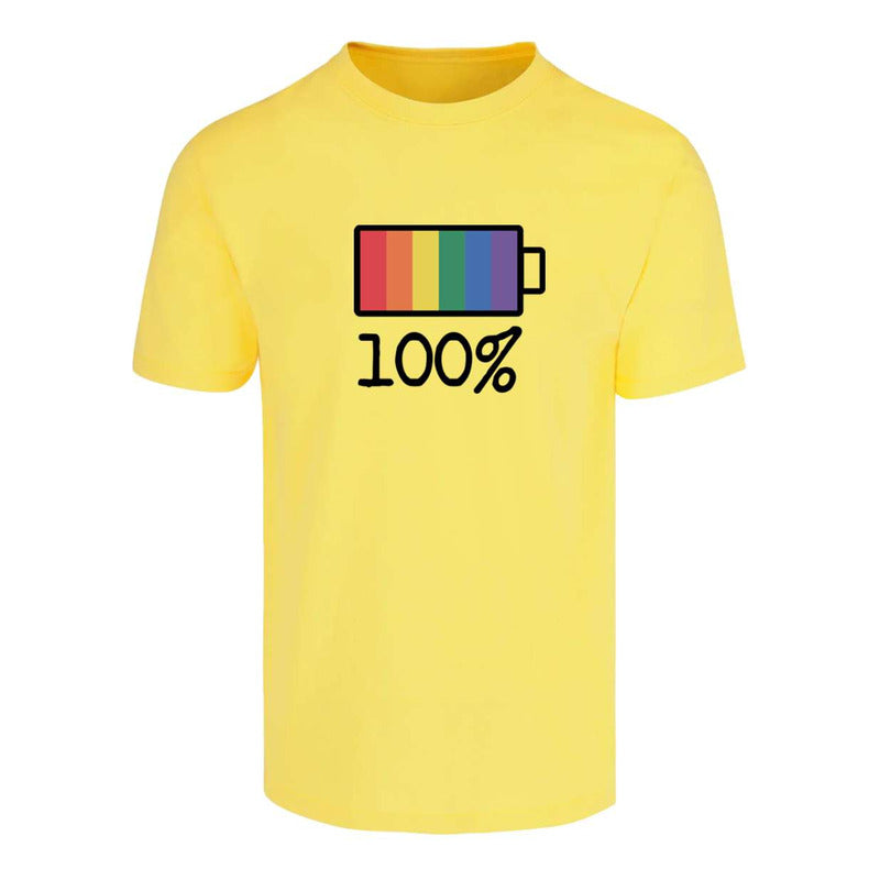 Playera "100% Pride" Carga de Batería LGBT+ - Unisex