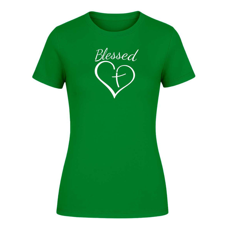 Playera "Blessed" Corazón con Cruz - Dama