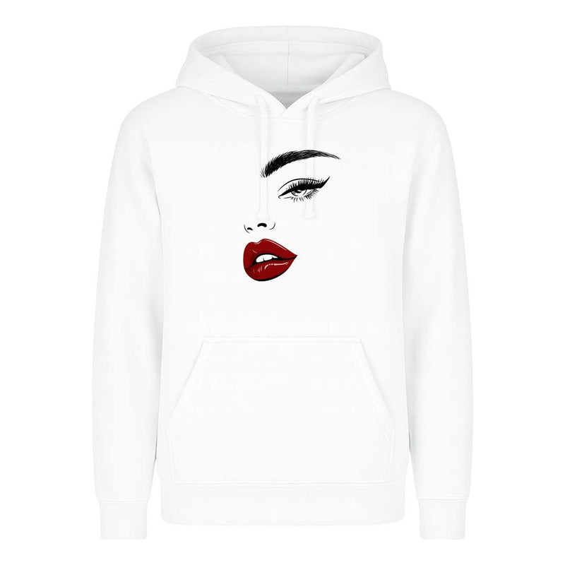 Sudadera Rostro Minimal Labios Rojos Glam Makeup Unisex