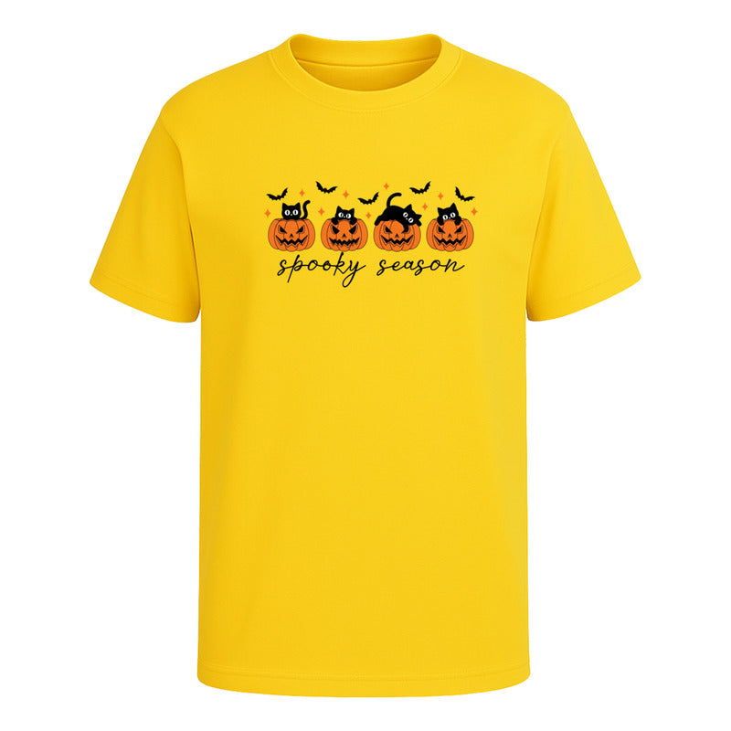 Playera Spooky Season Infantil Halloween Con Calabazas Gatos