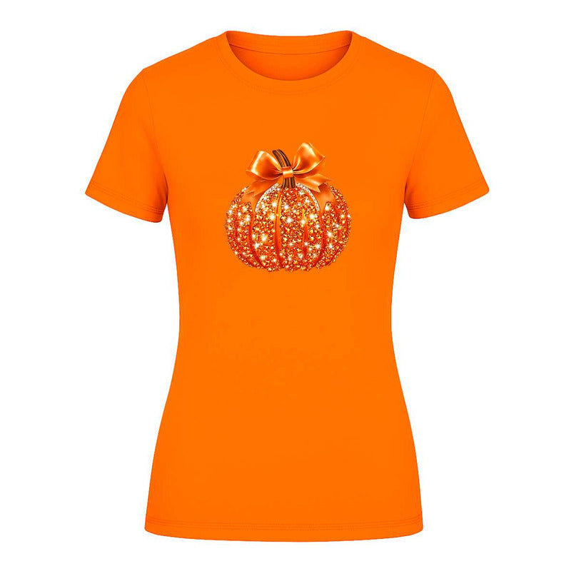 Playera Calabaza Brillante Con Lazo Halloween Fiesta De Dama