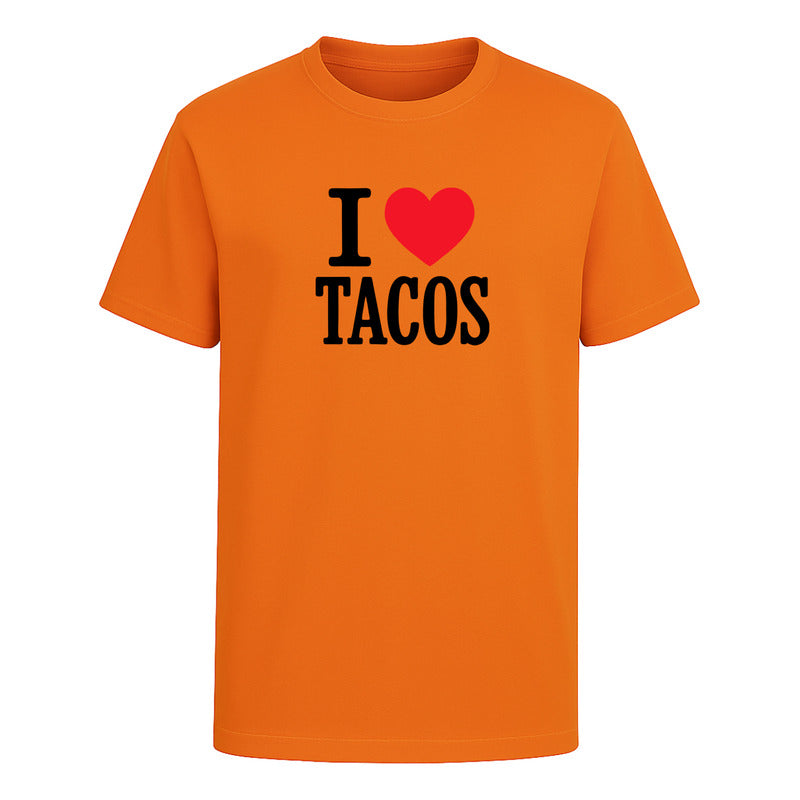 Playera KreaLab I Love Tacos para hombre, camiseta casual de comida mexicana con diseño divertido y cómodo.