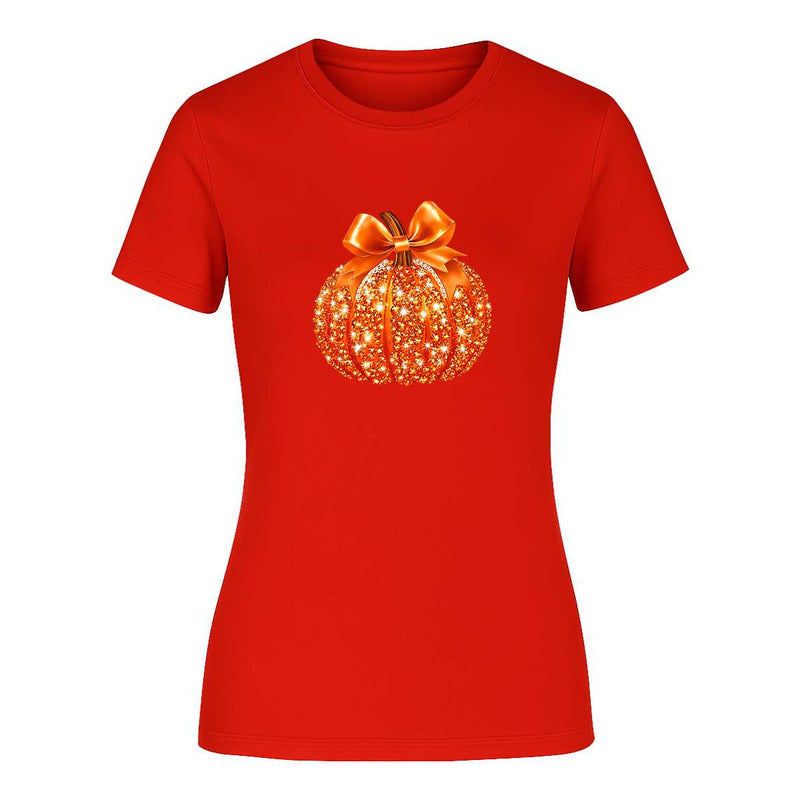 Playera Calabaza Brillante Con Lazo Halloween Fiesta De Dama