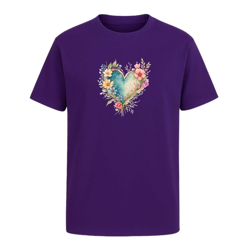 Playera "Corazón Floral" Acuarela - Infantil